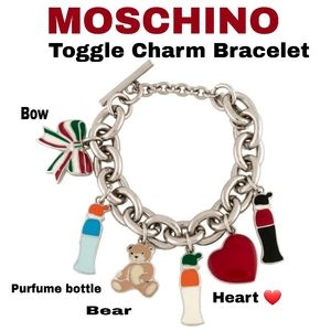 🎀Clearance🎀 VINTAGE MOSCHINO Signed silver charm bracelet 8.7"